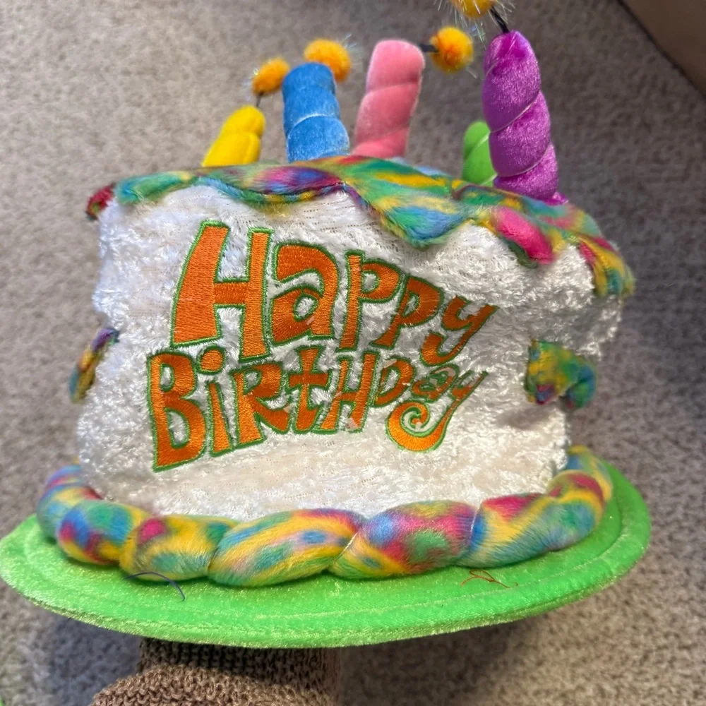Vibrant Birthday Cake Hat with Colorful Candles